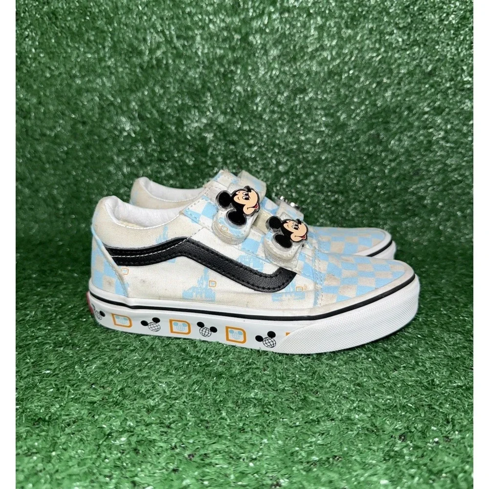 Vans Disney Classic Slip On Checkerboard Blue White Walking Shoe Toddler Size 13